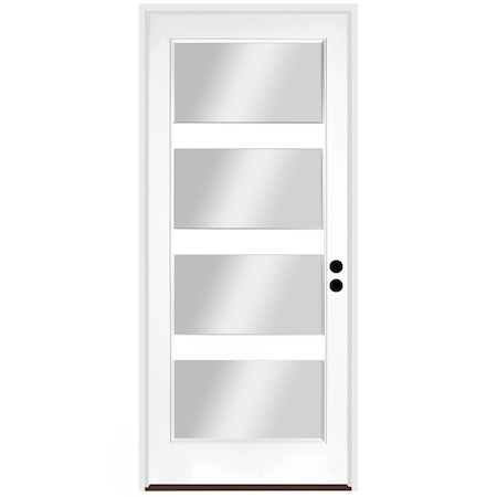 Codel Doors 36" x 80" Primed White Contemporary Flush-Glazed Exterior Fiberglass Door 3068LHISPSF20F4LC691610BB